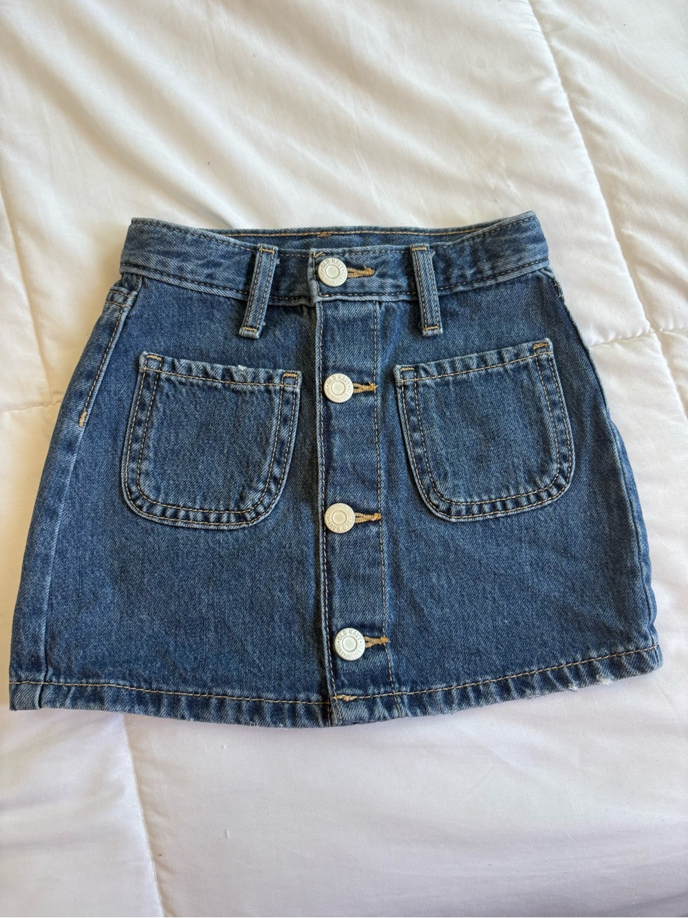 Classic Button-Front Blue Denim Mini Skirt